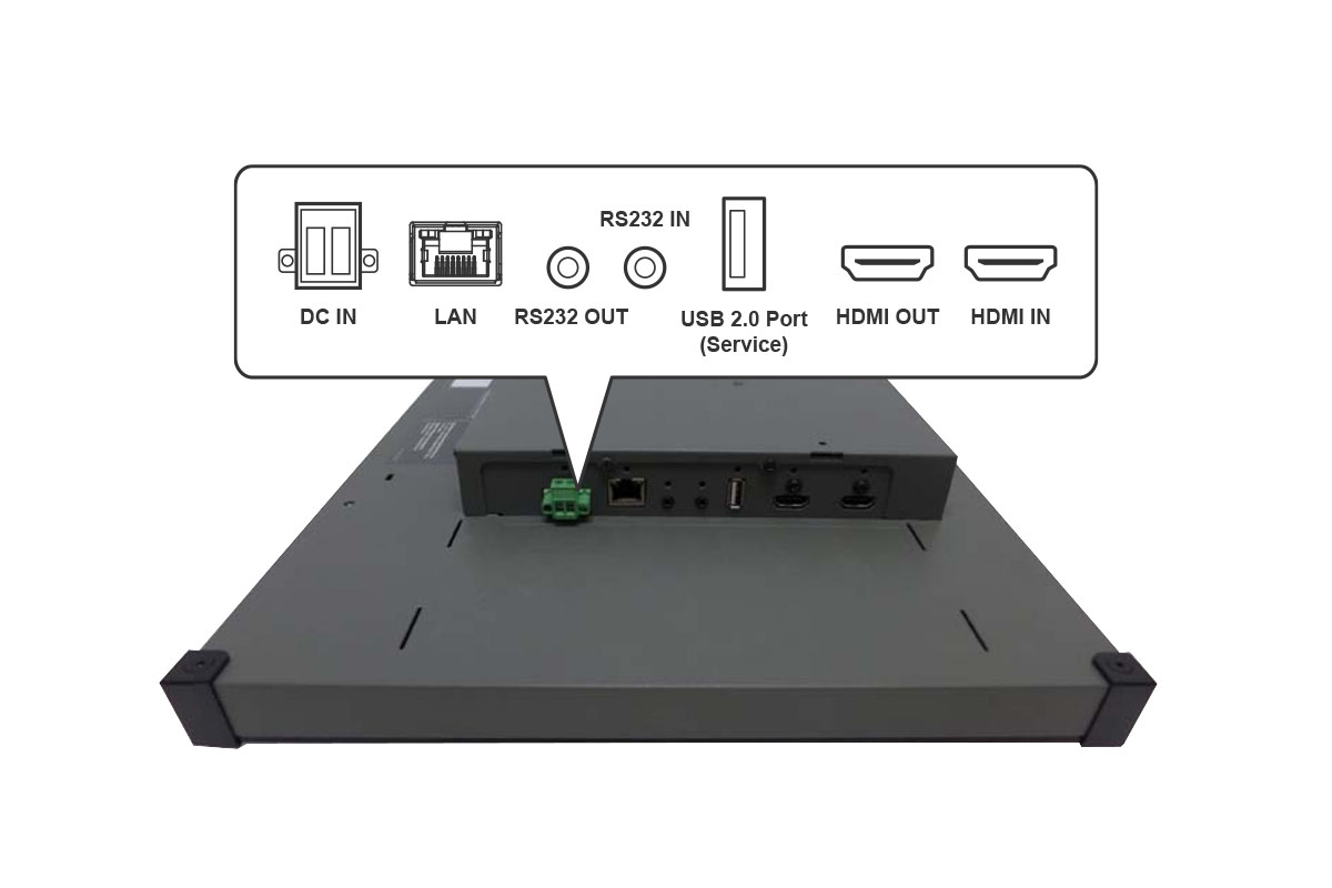 The TBX-2201 onboard display for passenger information systems with versatile connectivity for signal transmission and display management.