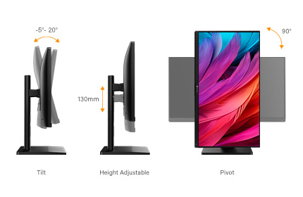 EM2451 24吋 4K USB-C 廣色域專業繪圖旋轉螢幕多角度翻轉旋轉示意_手機版