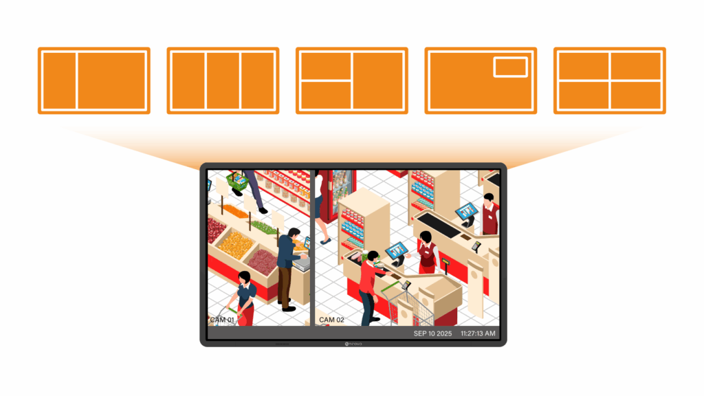 AG Neovo Multi input display support PBP and PIP modes with a couple selections of layouts